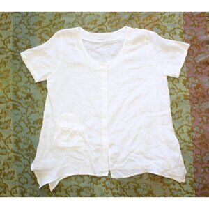 Haris Cotton 100% Linen Tunic Top White Coastal Size XXL Lagenlook Pocket beachy